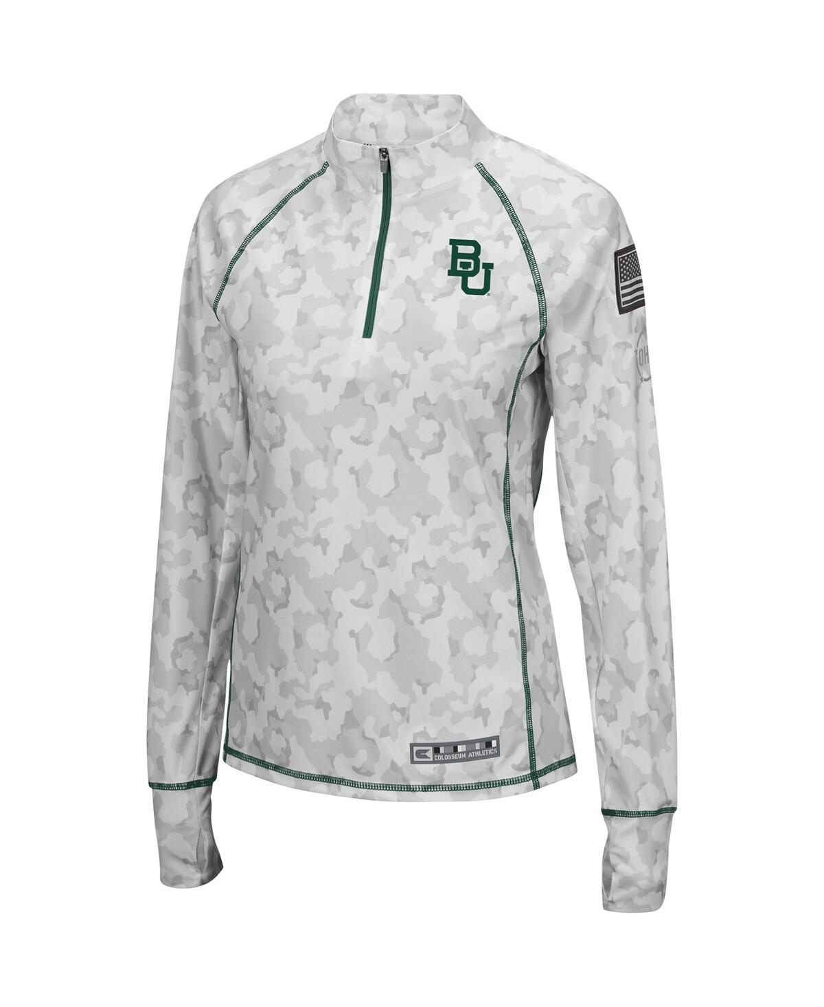 Colosseum Women's Camo Baylor Bears Oht Military Appreciation Officer Arctic Lightweight Quarter-zip Sweatshir In Gray