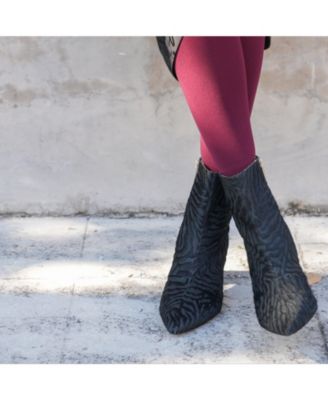 Women's Black Hairy Zebra Ankle Boots