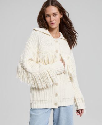 Women's Button-Front Fringe Cardigan, Macy's Exclusive