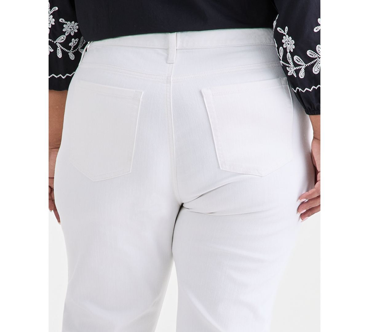 Style & Co Plus Embroidered High-Rise Straight-Leg Cropped Jeans, Macy's Exclusive
