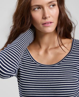 Women's Striped Double-Scoop Top, Macy's Exclusive