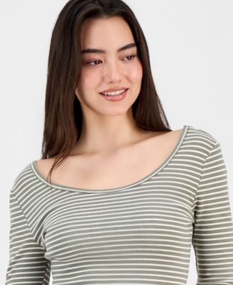 Women's Striped Double-Scoop Top, Macy's Exclusive