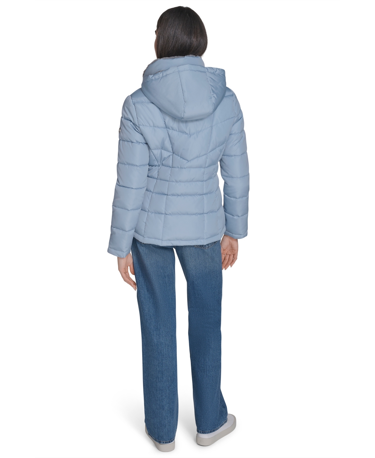 Calvin Klein Women's Stand Collar Lined Puffer Jacket In Blue