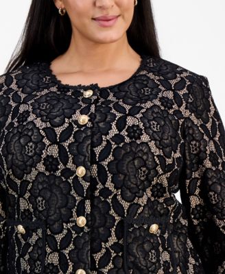 Plus Size Bonded-Lace Jacket