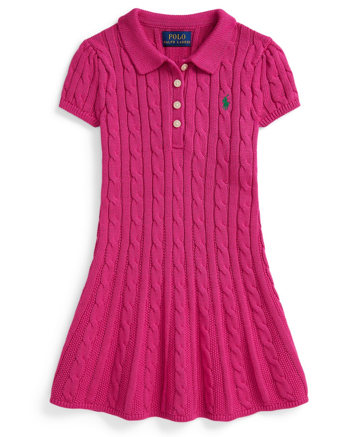 Polo Ralph Lauren Girls 2T-6X Cable Short-Sleeve Sweater Dress