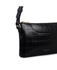Pockets Faux Croc Mini Ziptop Shoulder Bag
