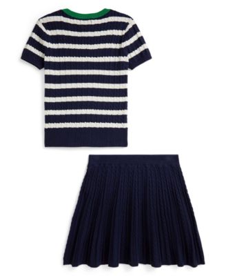 Girls' 7-16 Striped Sweater and Skirt, 2-Piece Set