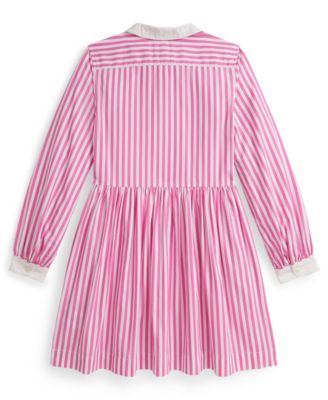 Girls' 7-16 Striped Long-Sleeve Shirt Dress
