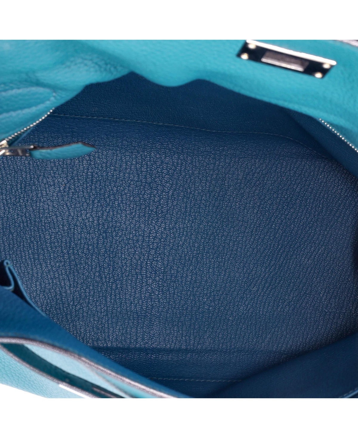 Pre-Owned HERMES 32 Handbag Blue Clemence with Palladium Hardware