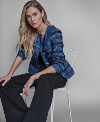 Women's Denim Tweed Crewneck Jacket