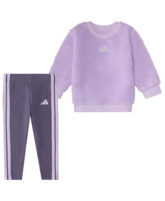 adidas - Baby Girls 2-Piece Long-Sleeve Sweatshirt and Leggings Set