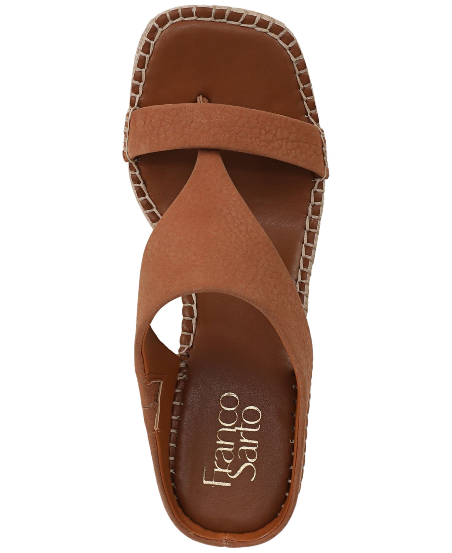 Женские сандалии Franco Sarto Farren Square Toe Espadrille, цвет: Карамельный коричневый кожаный — фото 4