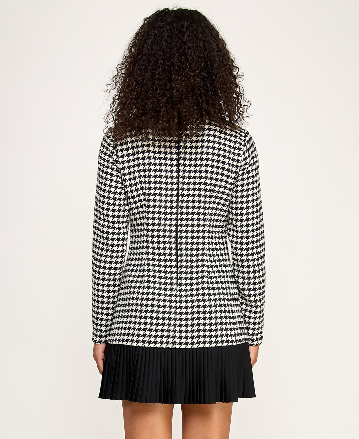 Seni & Cade Juniors' Houndstooth Blazer Pleated Crewneck Dress