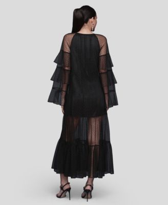 Women's Polka Dot Ruffle Tiered Maxi Dress