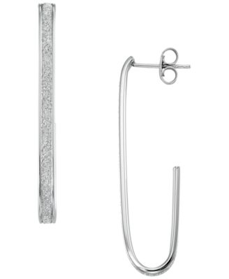 Glitter Polished 2-Pc. Set J-Hoop Earrings in Sterling Silver