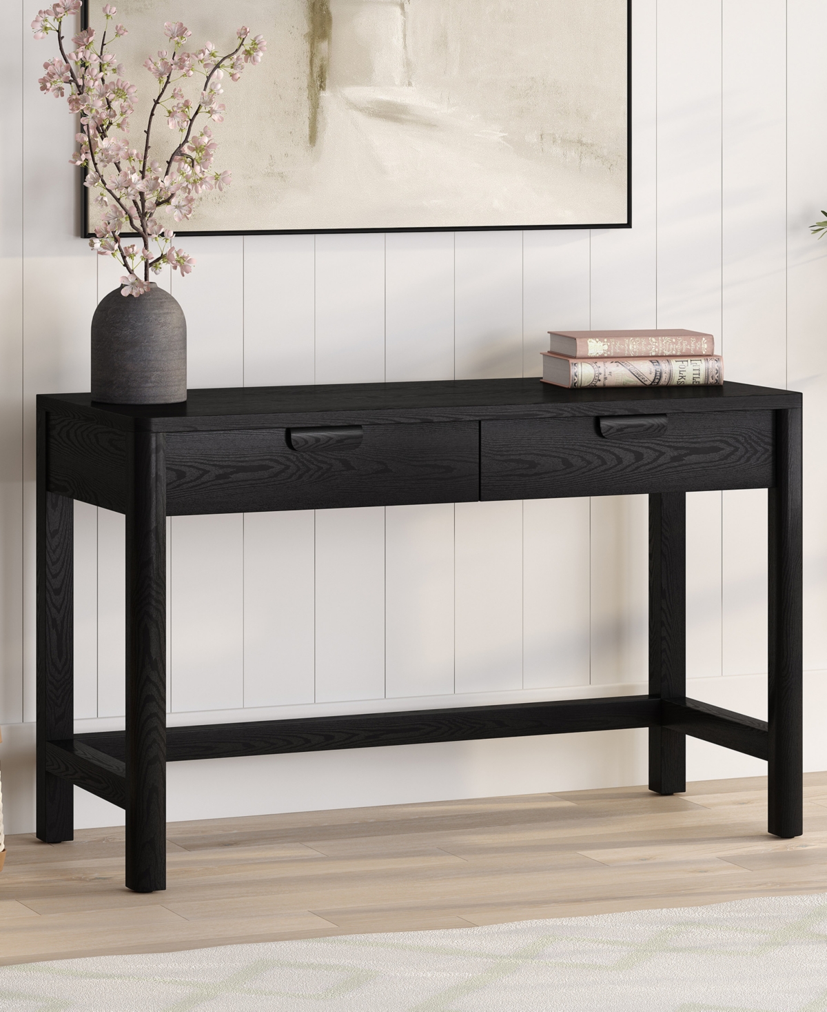 Hudson & Canal Fern 48" Wood Wide Rectangular Desk In Black