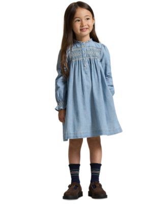 Polo Ralph Lauren - Girls 2T-6X Smocked Round Neck Dress