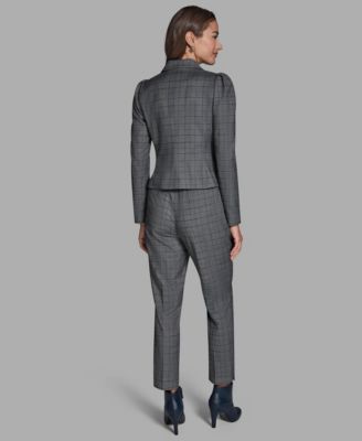 Women's Plaid Long-Sleeve Ruffle Jacket