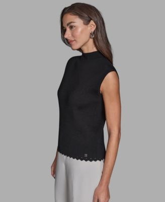 Women's Sleeveless Mock Neck Knit Top