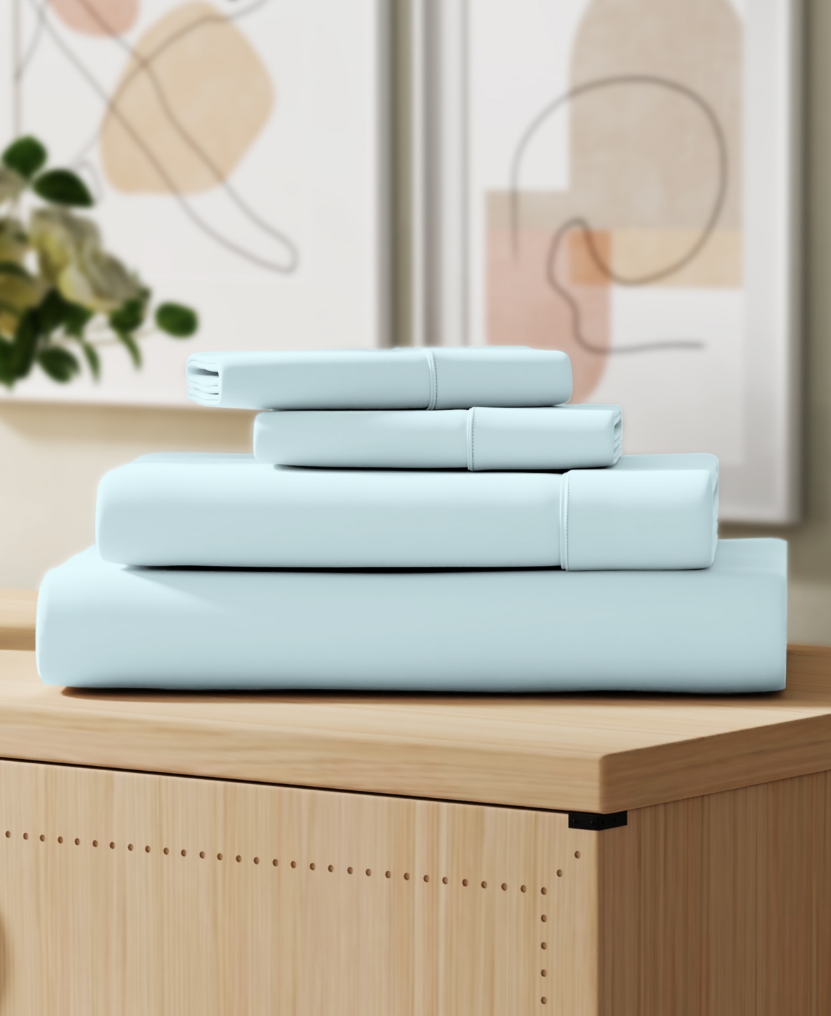 Color Sense Brushed Cool Crisp Solid Cotton 4-Pc. Sheet Set