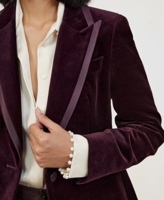 Women's Elia Velvet Single-Breasted Suit Blazer