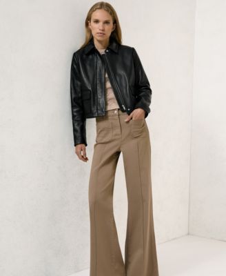 Women's Collared Leather Jacket