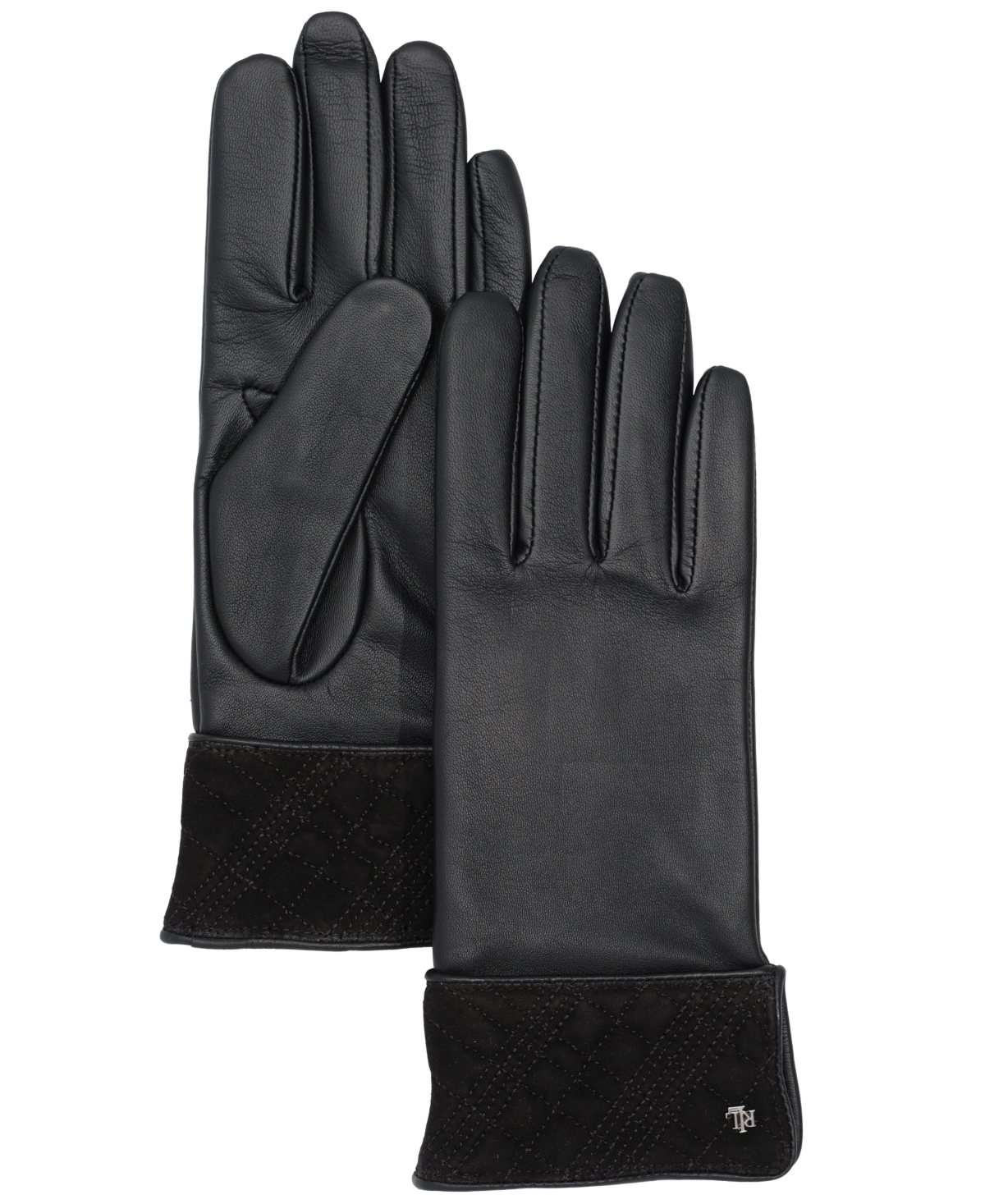 Lauren Ralph Suede Plaid Cuff Gloves