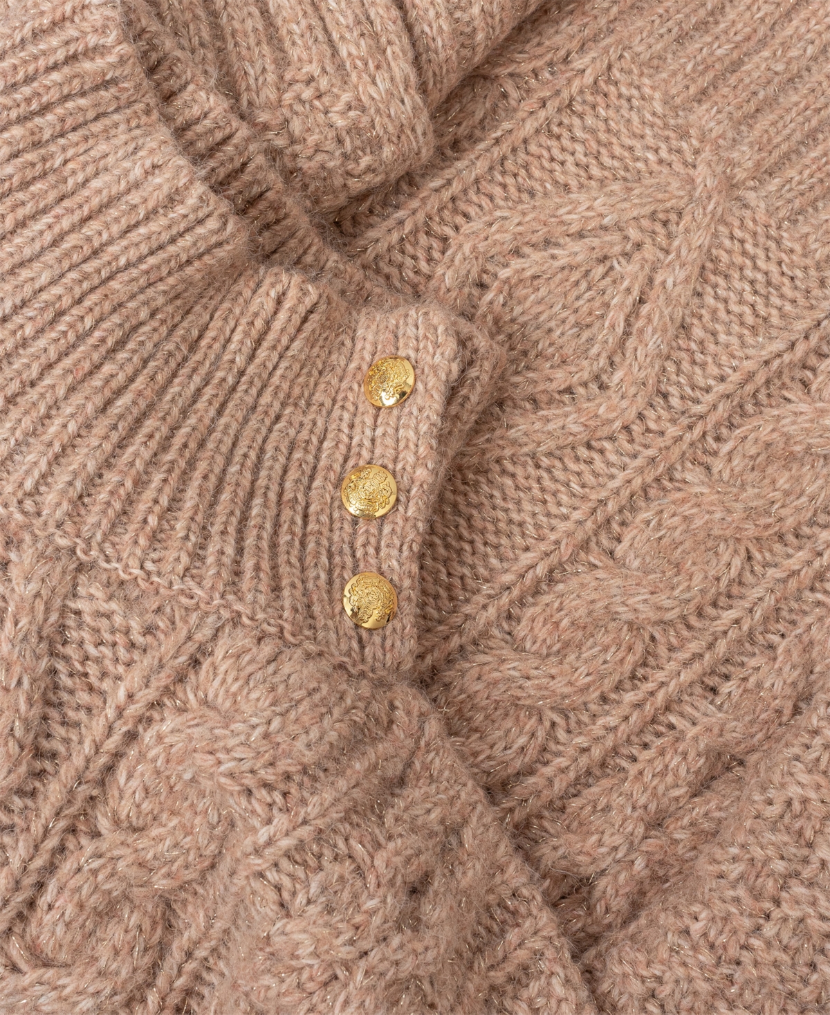 Lauren Ralph Crest Button Cable Poncho Wrap