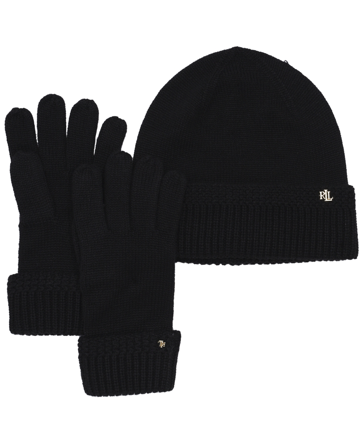 Lauren Ralph Racking Stitch Knit Beanie and Glove Giftset