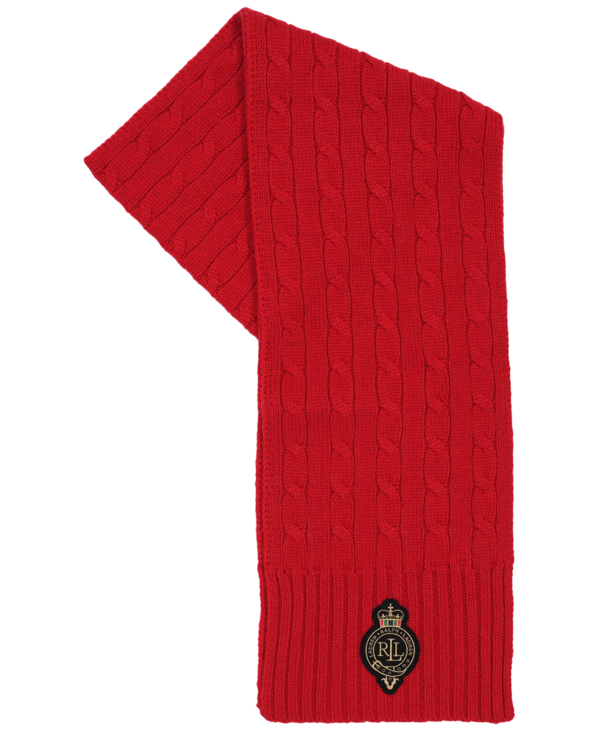 Ralph Lauren Cable Crest Patch Scarf In Red