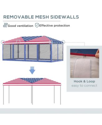 10' x 20' Pop Up Canopy with 6 Sidewall Mesh Nettings, Flag