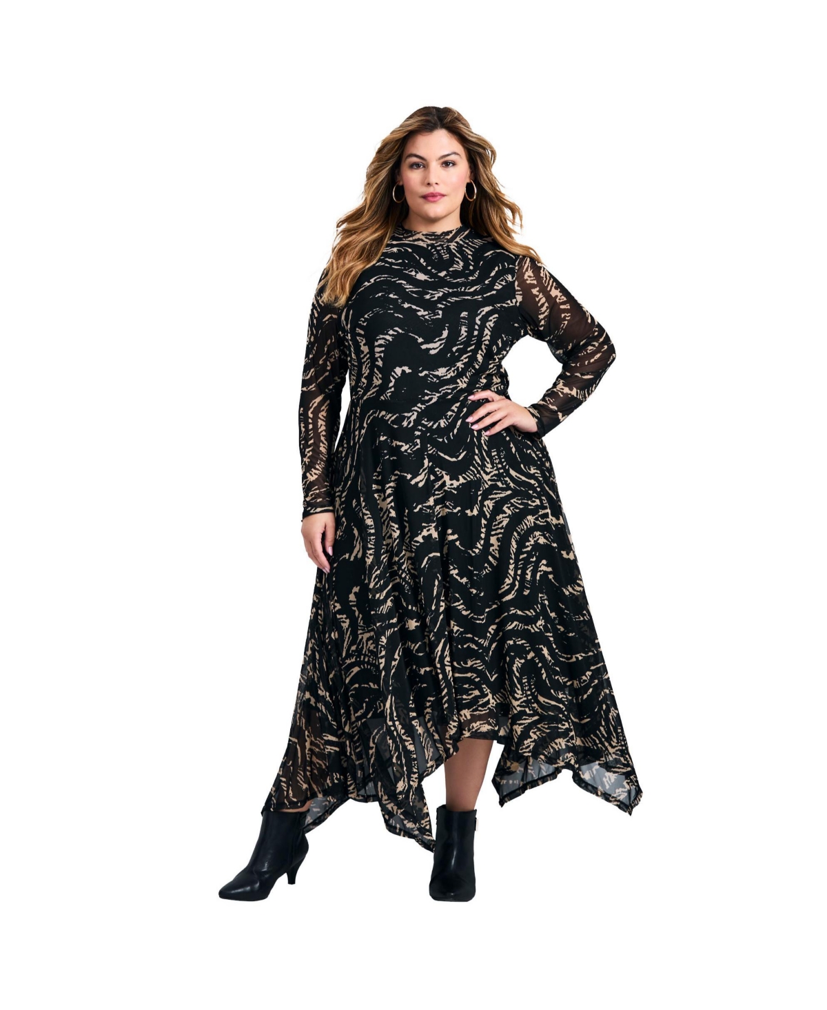 Avenue Women's Mere Mesh Printed High Neck Dress
