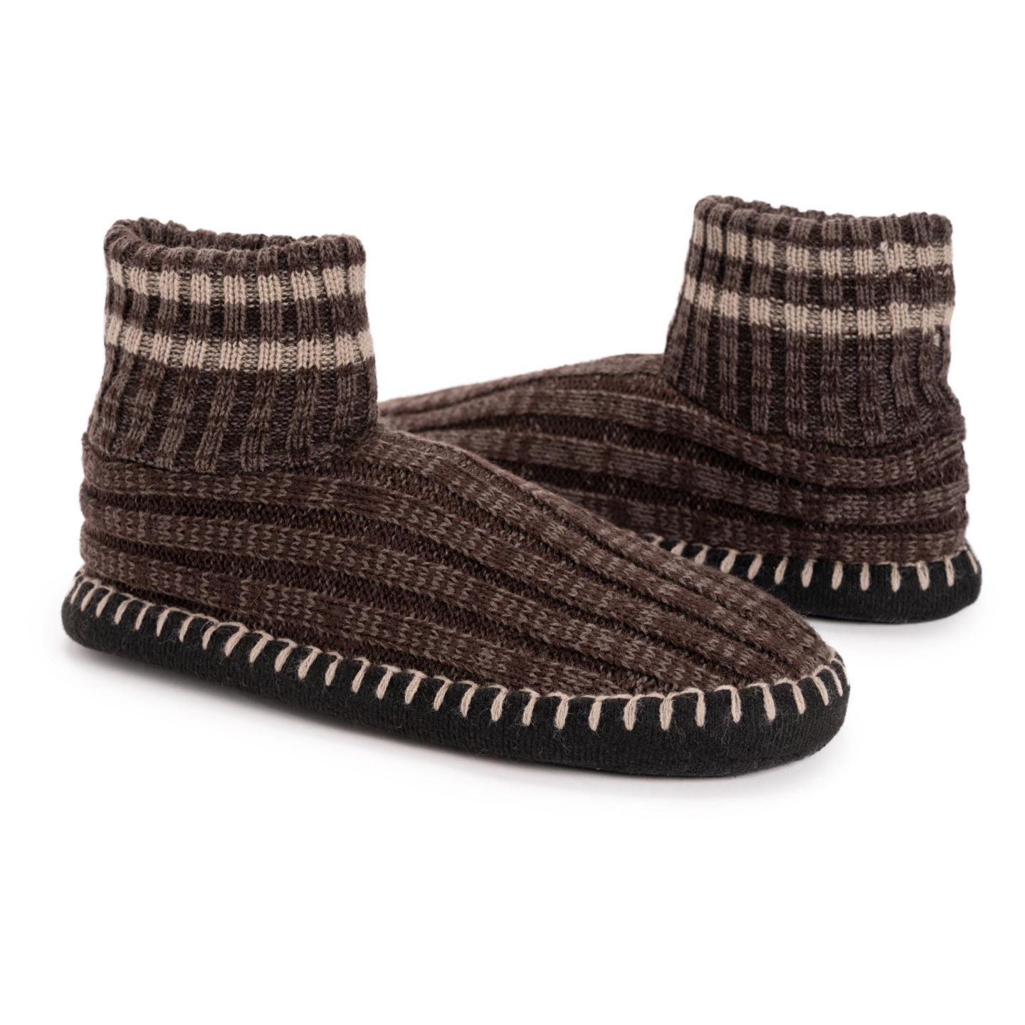 Мужские тапочки MUK LUKS Cuff Bootie Slipper, цвет: Коричневый меланжевый — фото 5