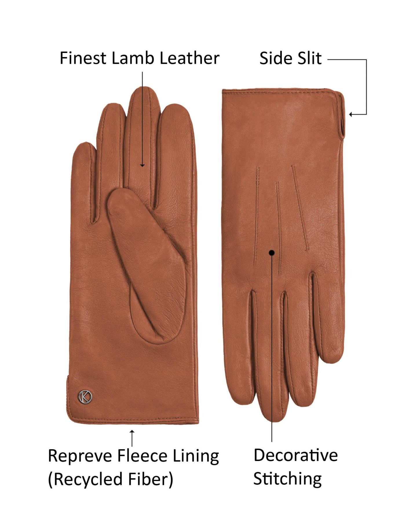 Женские перчатки KESSLER Premium lambskin leather glove "Carla", цвет: Средний коричневый — фото 8