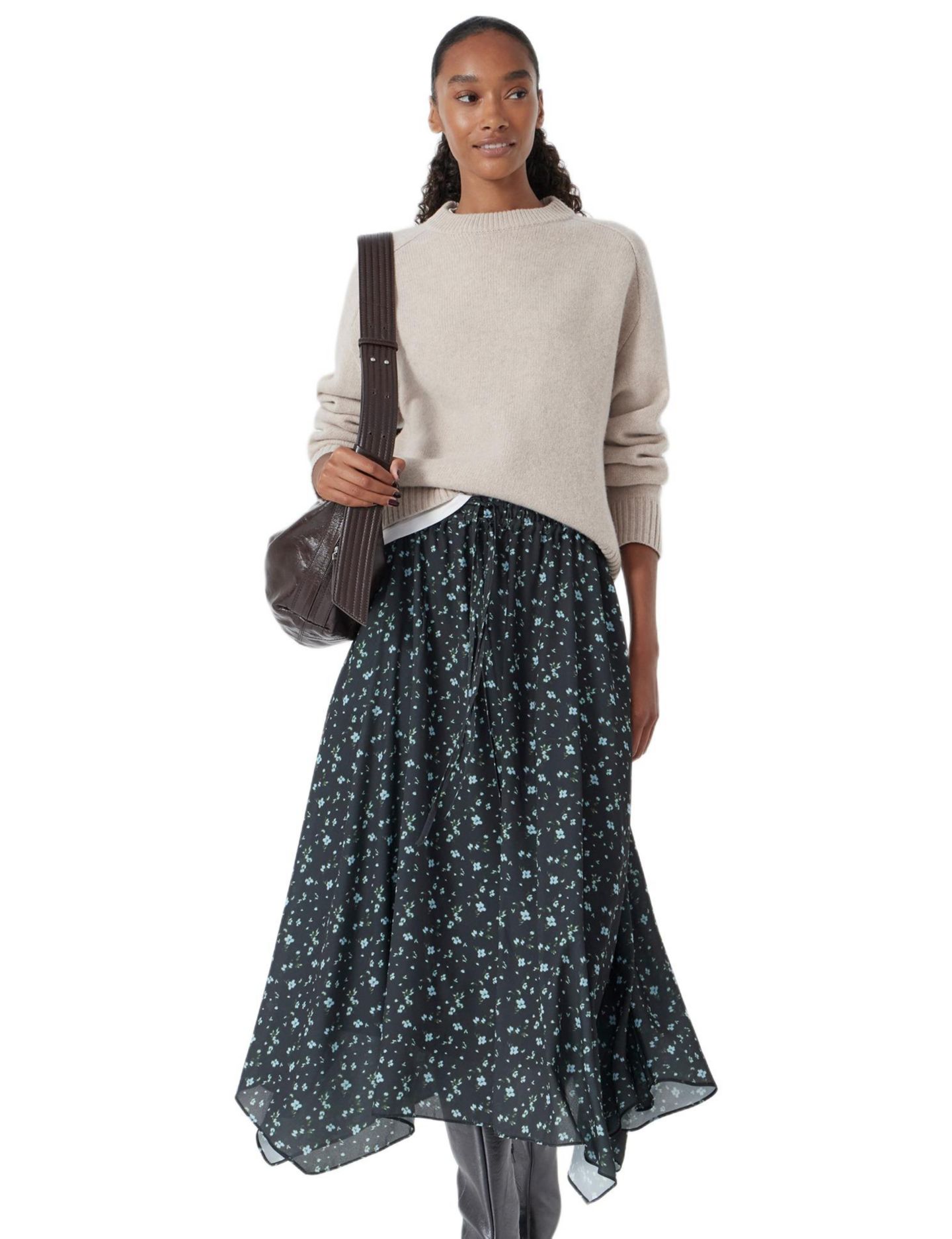 Женская юбка Hush Kaia Chiffon Hanky Hem, цвет: С принтом чёрный — фото 2