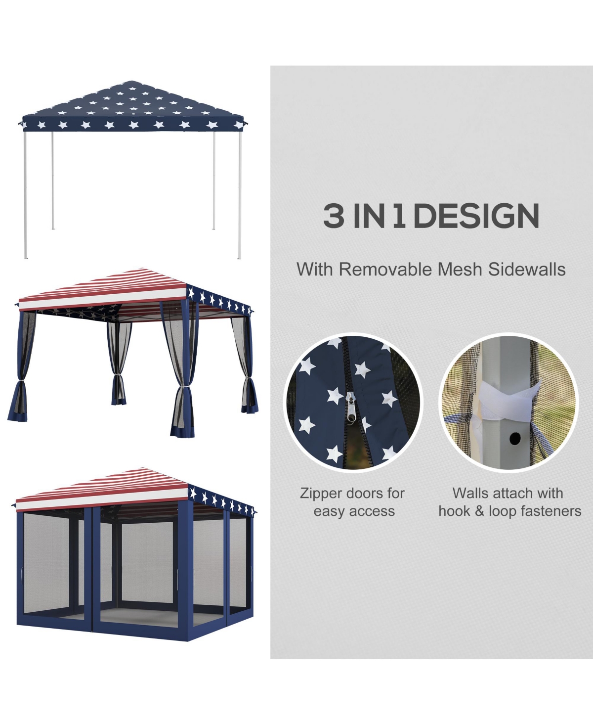 Outsunny 10' x Pop Up Canopy with 4 Removable Sidewalls,