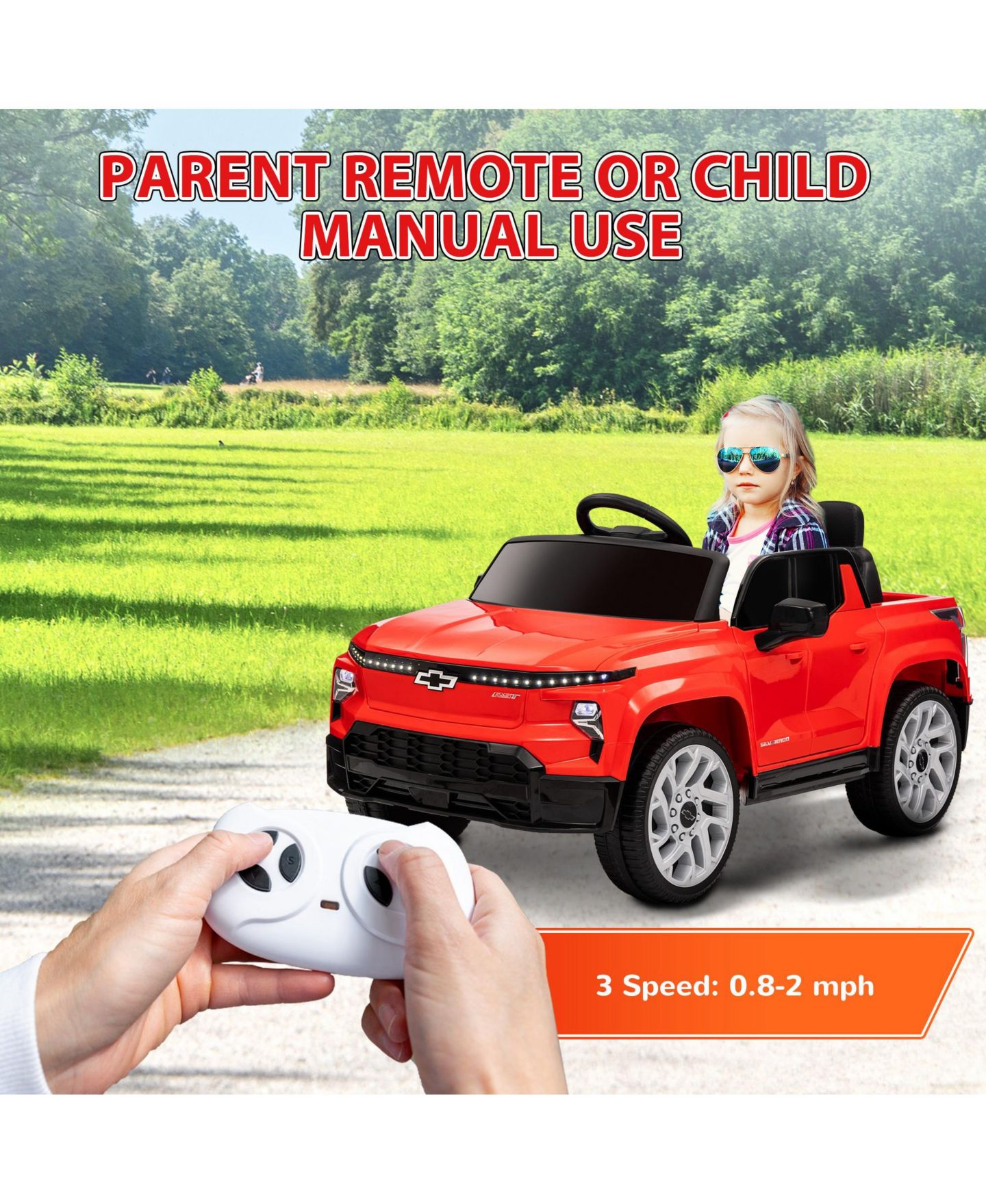 Детская игрушка Qaba Silverado EV RST Remote Control 12V Electric Ride-On Car, 66 lbs Capacity, 3–6 лет, цвет: Красный — фото 6