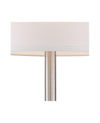 Camile Modern Table Lamps 25" High Set of 2 Brushed Nickel with USB Charging Port Off White Drum Shade for Living Room Office House Desk