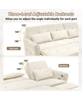 2-in-1 Sofa 82 Inches Three-seater Sofa with a Sofa Bed and a Reversible Recliner Sofa for Living Room