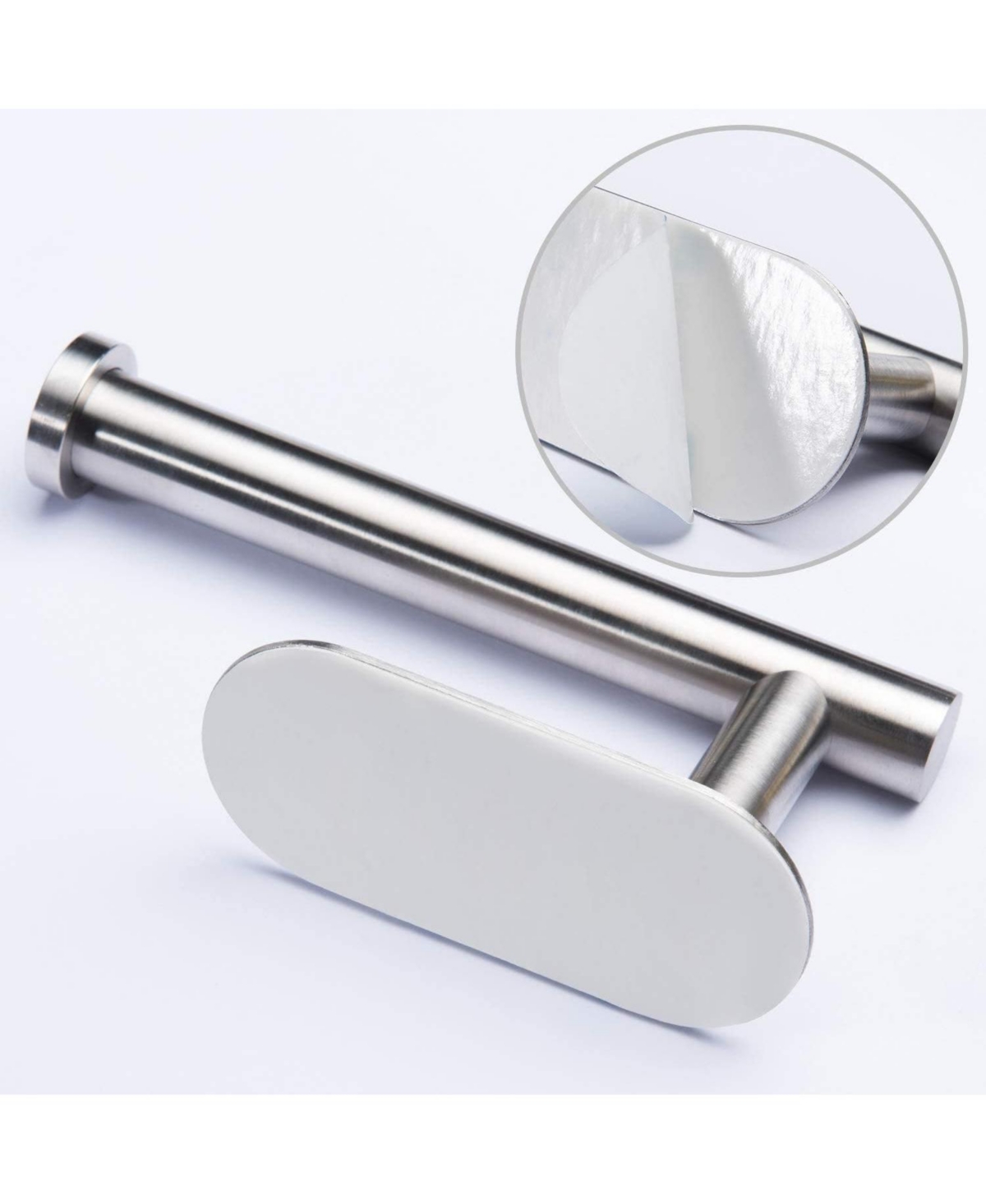 Paper Holder Self Adhesive - Adhesive Comfort Room Roll Holder no Drilling for Bathroom Stainless Steel Brushed