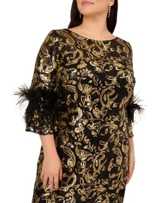 Plus Size Sequin Embroidered Cocktail Dress