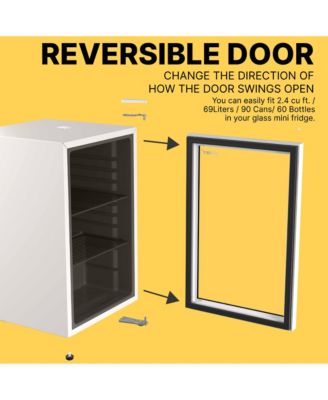 Premium 69 L Beverage Refrigerator 2.4 Cu. Ft. Freestanding Mini Fridge With Glass Door in White