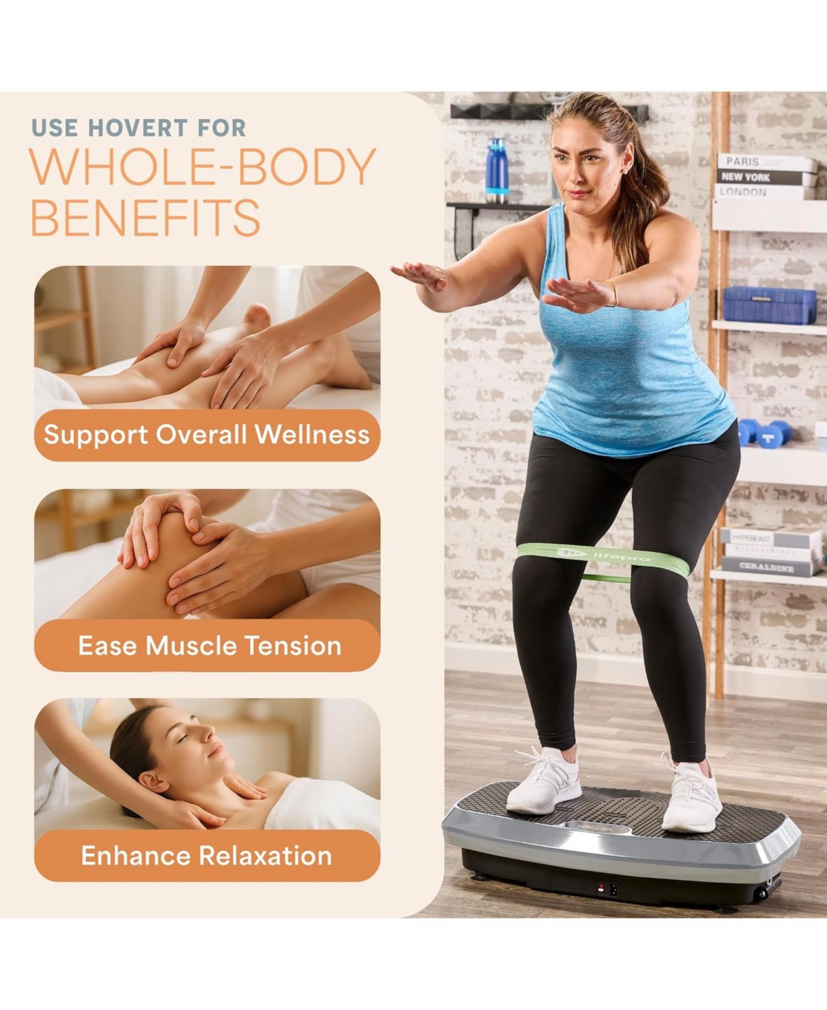 Lifepro Hovert 3D Heavy Duty Vibration Plate Machine – Sturdy Dual Motor Platform with Lateral & 3D Motion – Full Body Workout for Stren