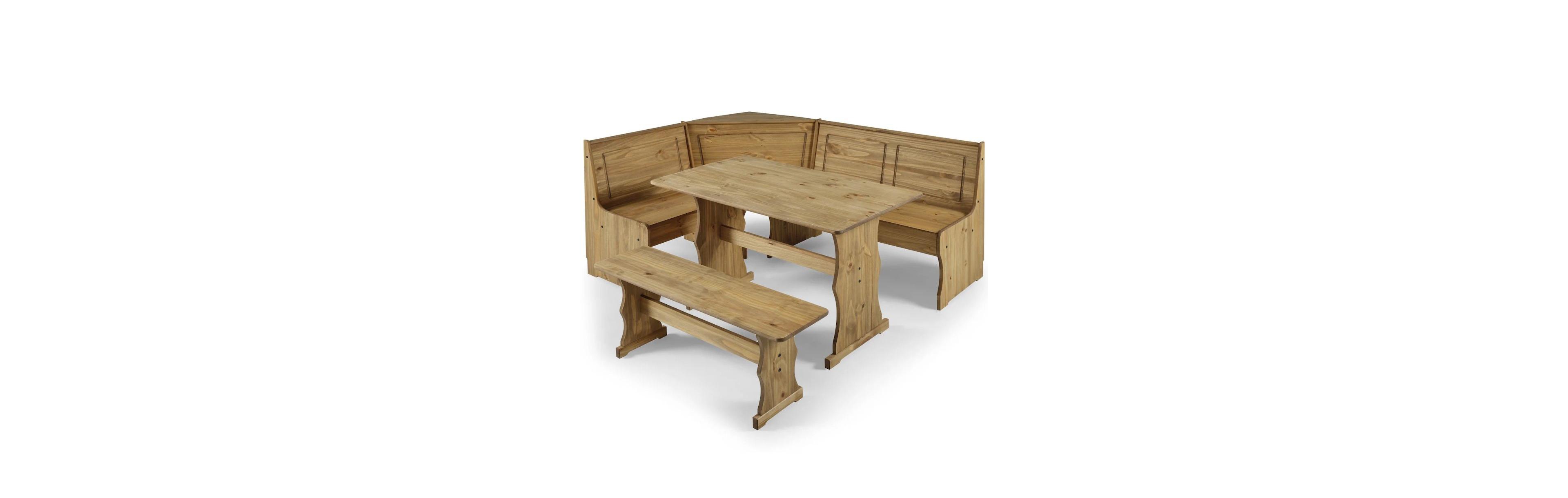 Os Home and Office Furniture Solid Pine Corner Dining Booth in Corona Brown