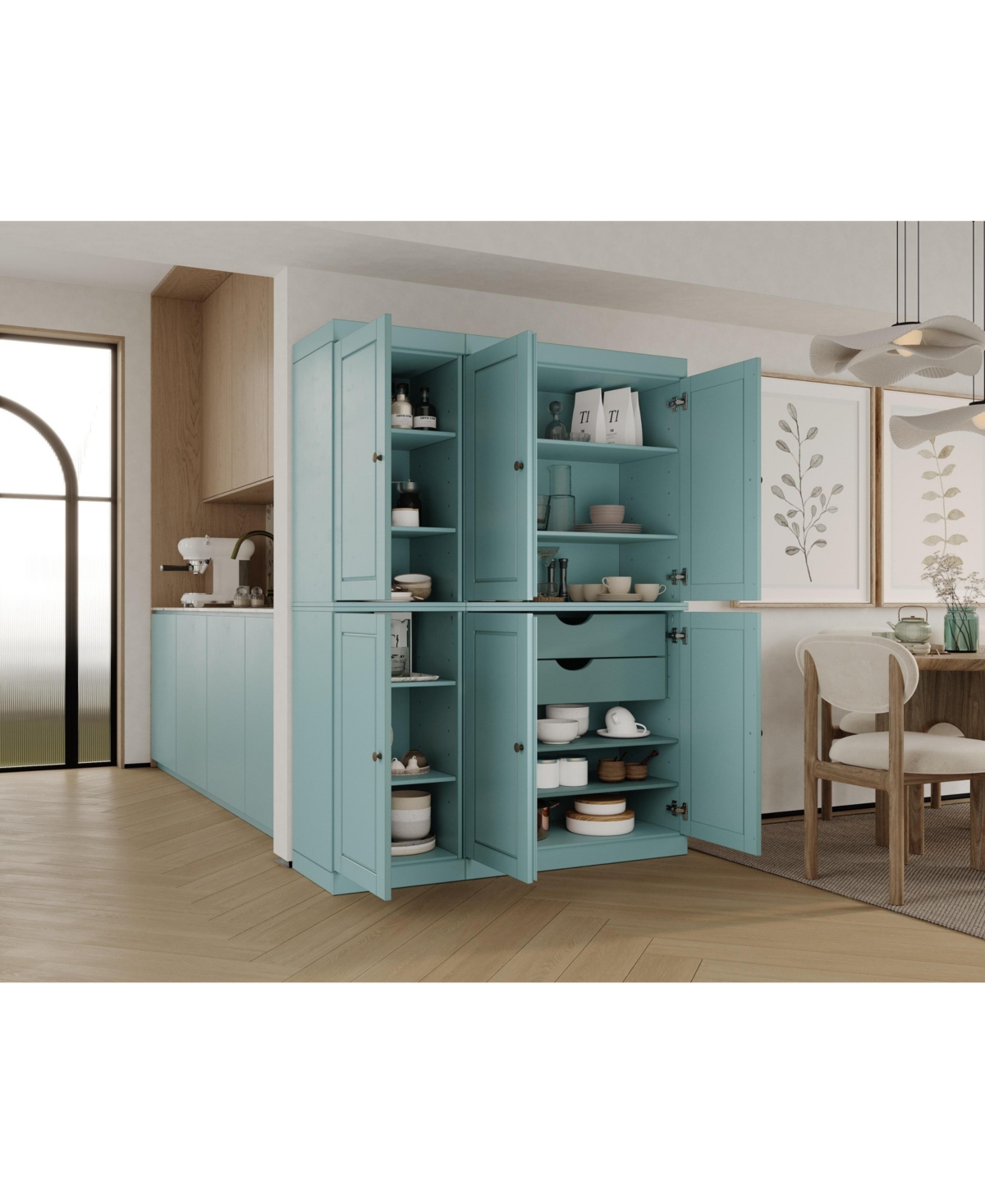 Palace Imports 100% Solid Wood 48.5" Pantry Cabinet with Raised Panel Doors, 2-Drawers & Adjustable Shelves