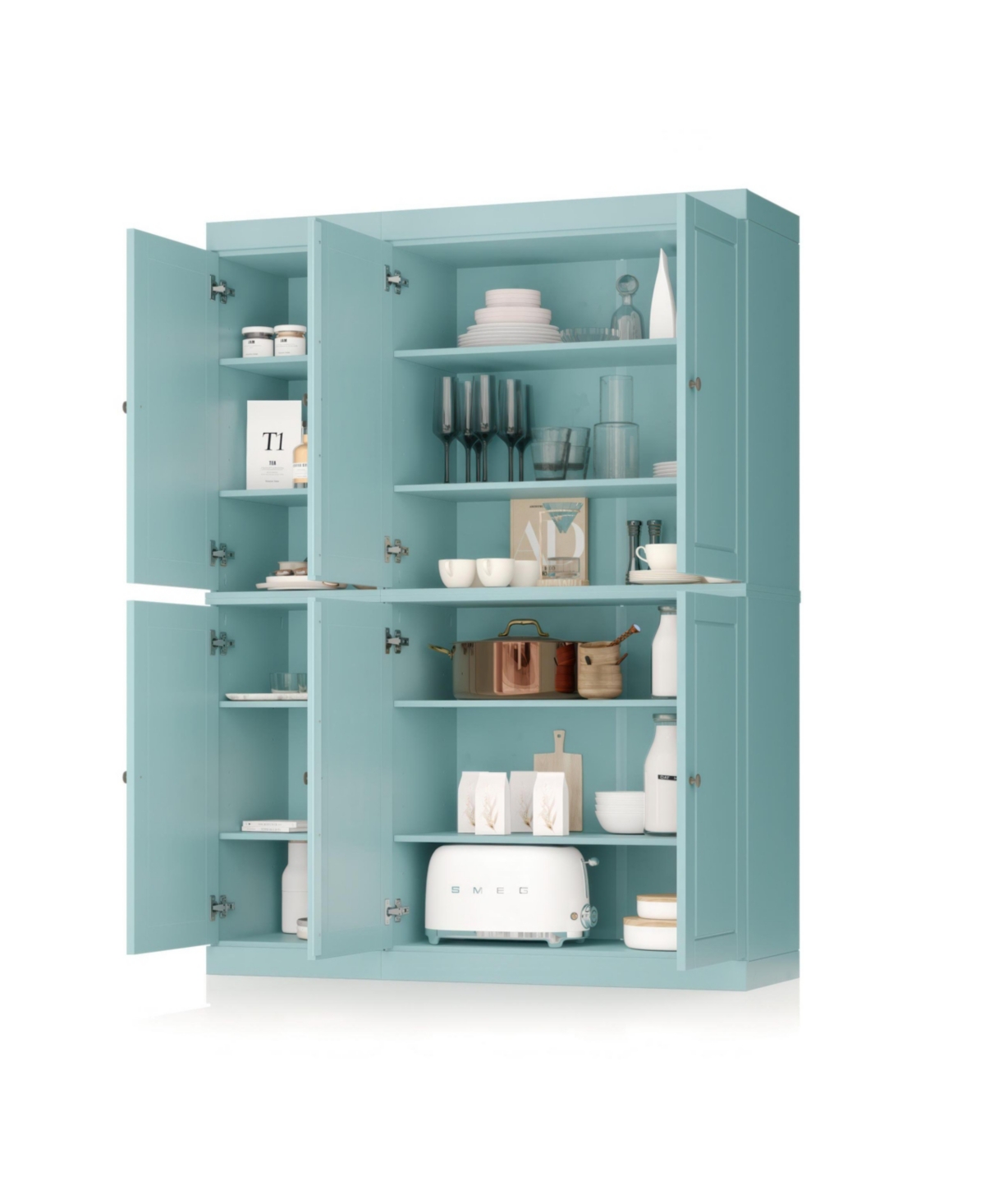 Palace Imports 100% Solid Wood 48.5" Pantry Cabinet with Raised Panel Doors & Adjustable Shelves
