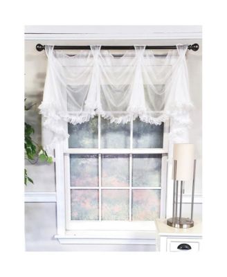 Luxurious Modern Design Classic Sheers Victory Swag 3-Scoop Window Valance 50" x 25" Silver