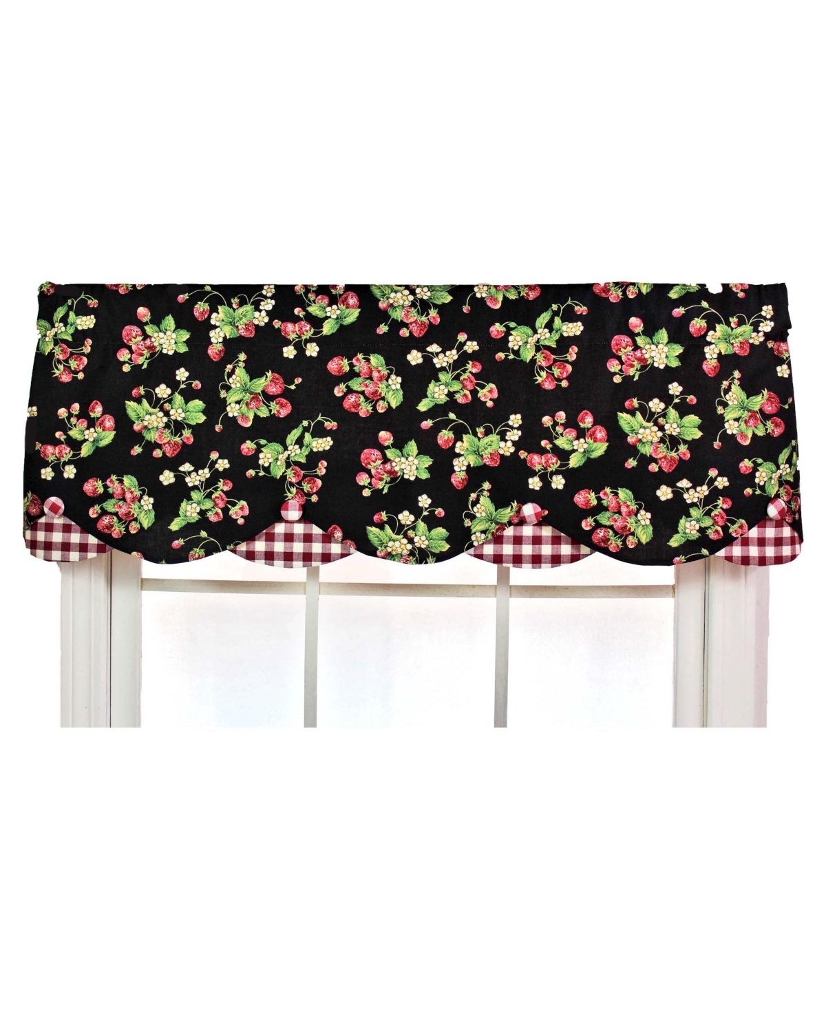 Strawberry Style Fields Petticoat 3" Rod Pocket Valance 50" x 15" Black by Rlf Home