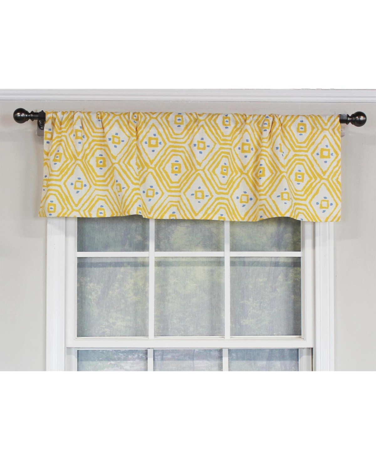 Rlf Home Geo Tailored 100% Cotton with Fully Lined 3" Rod Pocket Valnance for Windows 50" x 14" Yellow