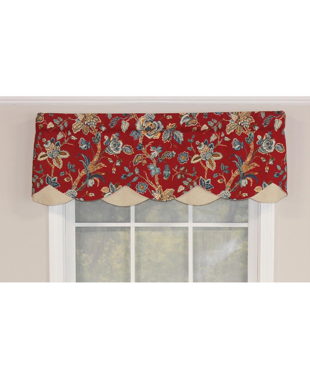Rlf Home Gianna Petticoat Valance Red. 3"Rod Pocket, Contrast Bottom fabric. 50"W x 15"L